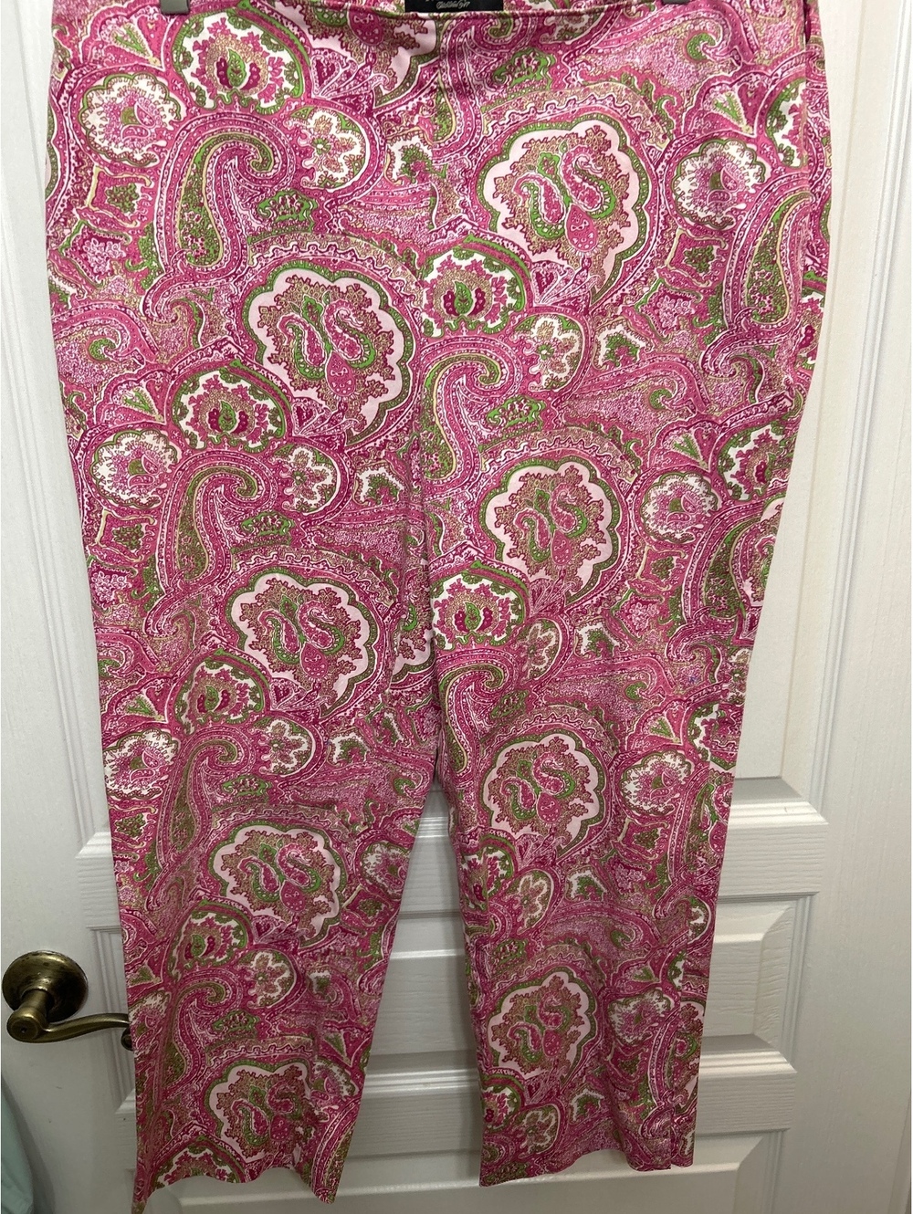 Talbots Pink and Green Paisley Print Pants Size 12
